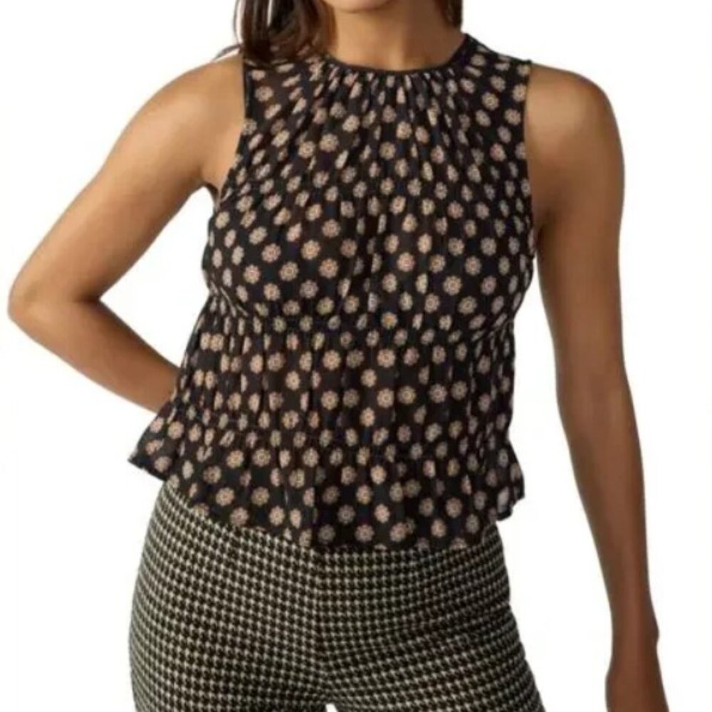 Sanctuary Smocked Medallion Print Top